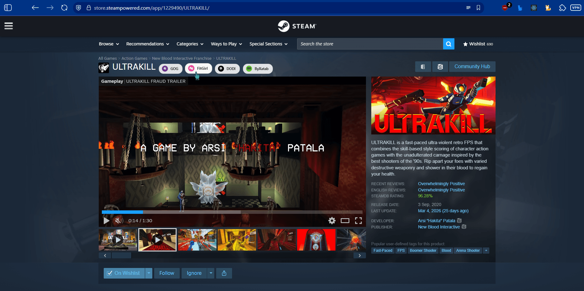 SteamLIB shown on a Steam page